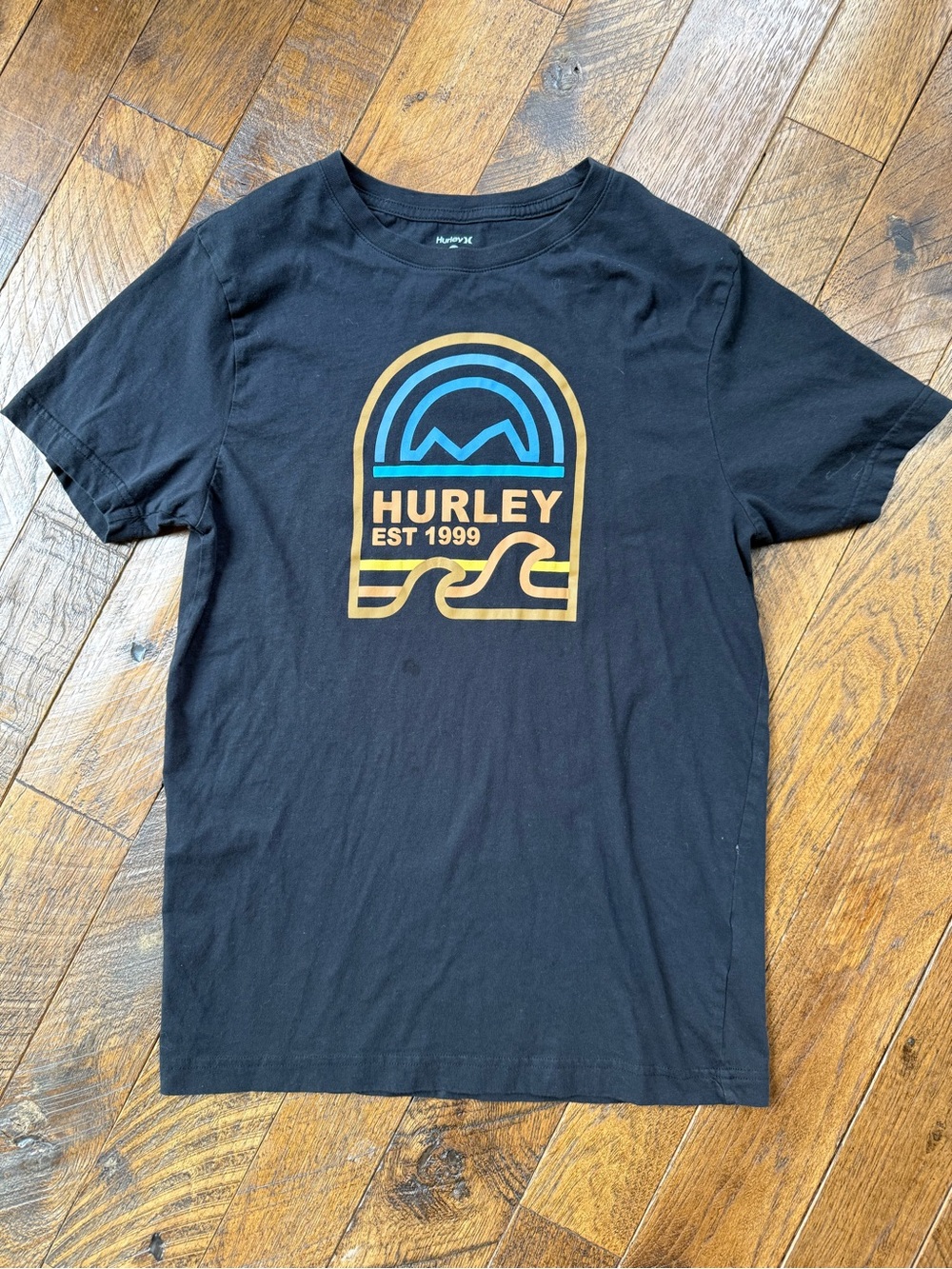 Hurley Black Tee with Subtle White Neck Logo